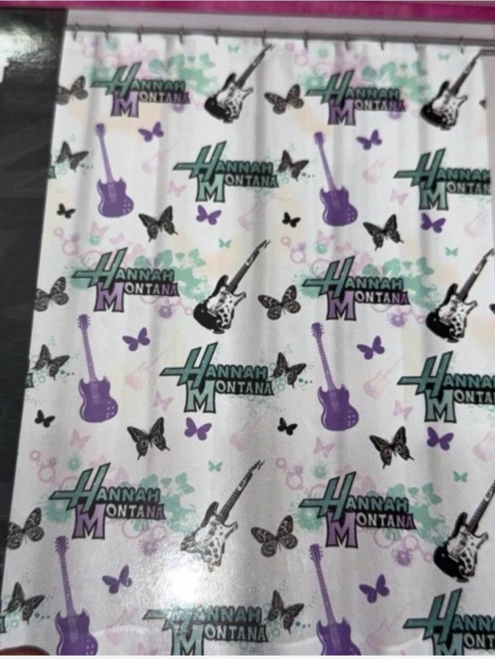 Disney Hannah Montana Shower Curtain Set - Teal, Black, White